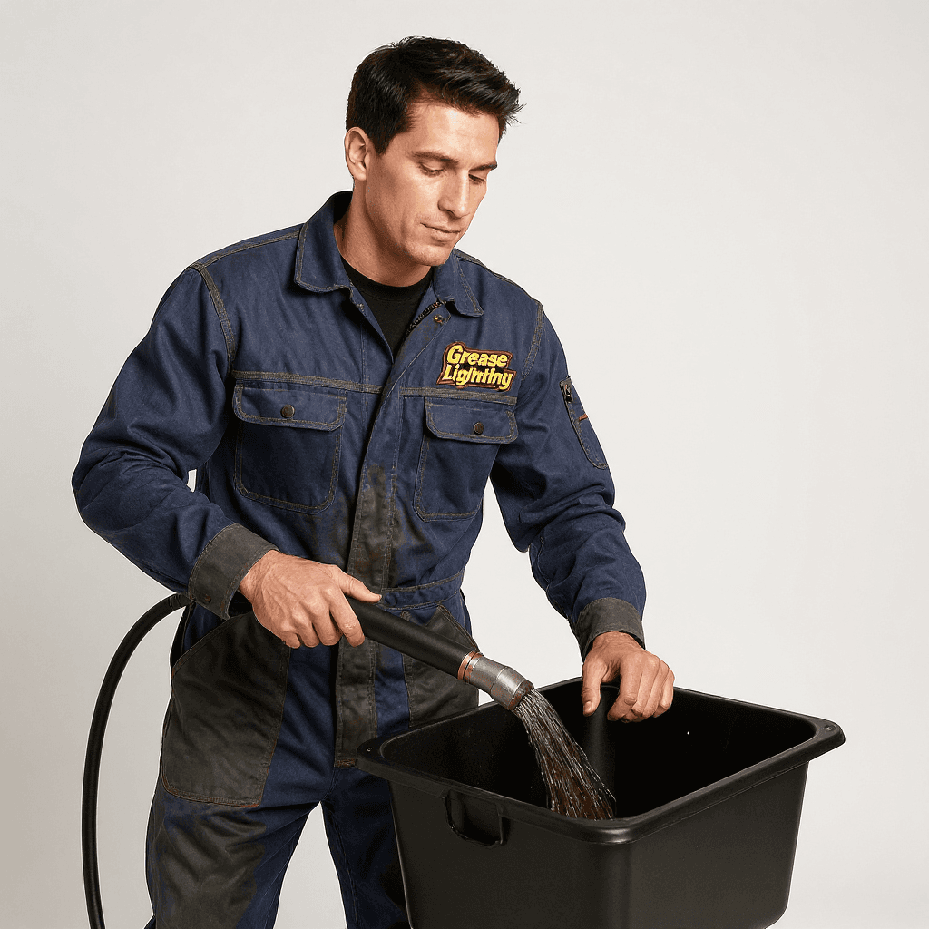 Grease Lightning technician smiling, ready to serve Edmonton